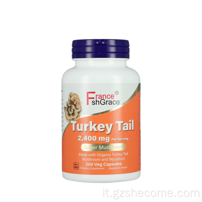 Capsule di coda di tacchino 2400mg Supporto Capsule di salute immunitaria